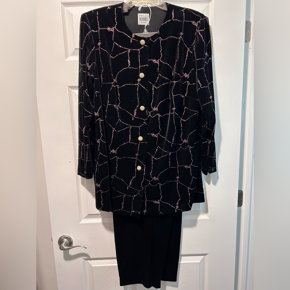 Velvet pantsuit, enhanced with glitter, and Gold size 16 women’s